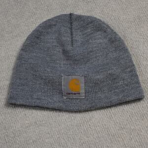 Carhartt Gray Knit Beanie Hat Men’s Workwear Winter Cuffed Logo Patch